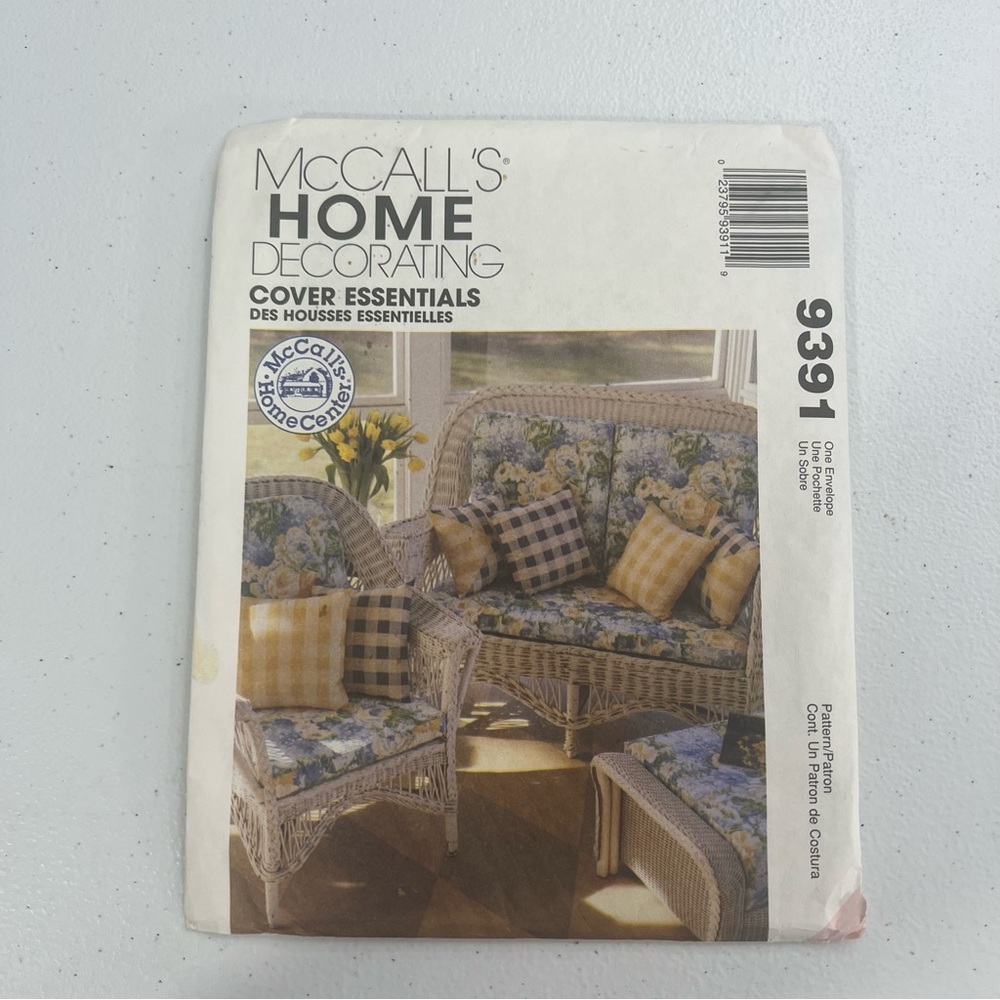 McCall's Home Decorating 9391 COVER ESSENTIALS Recover Cushions Sewing Pattern